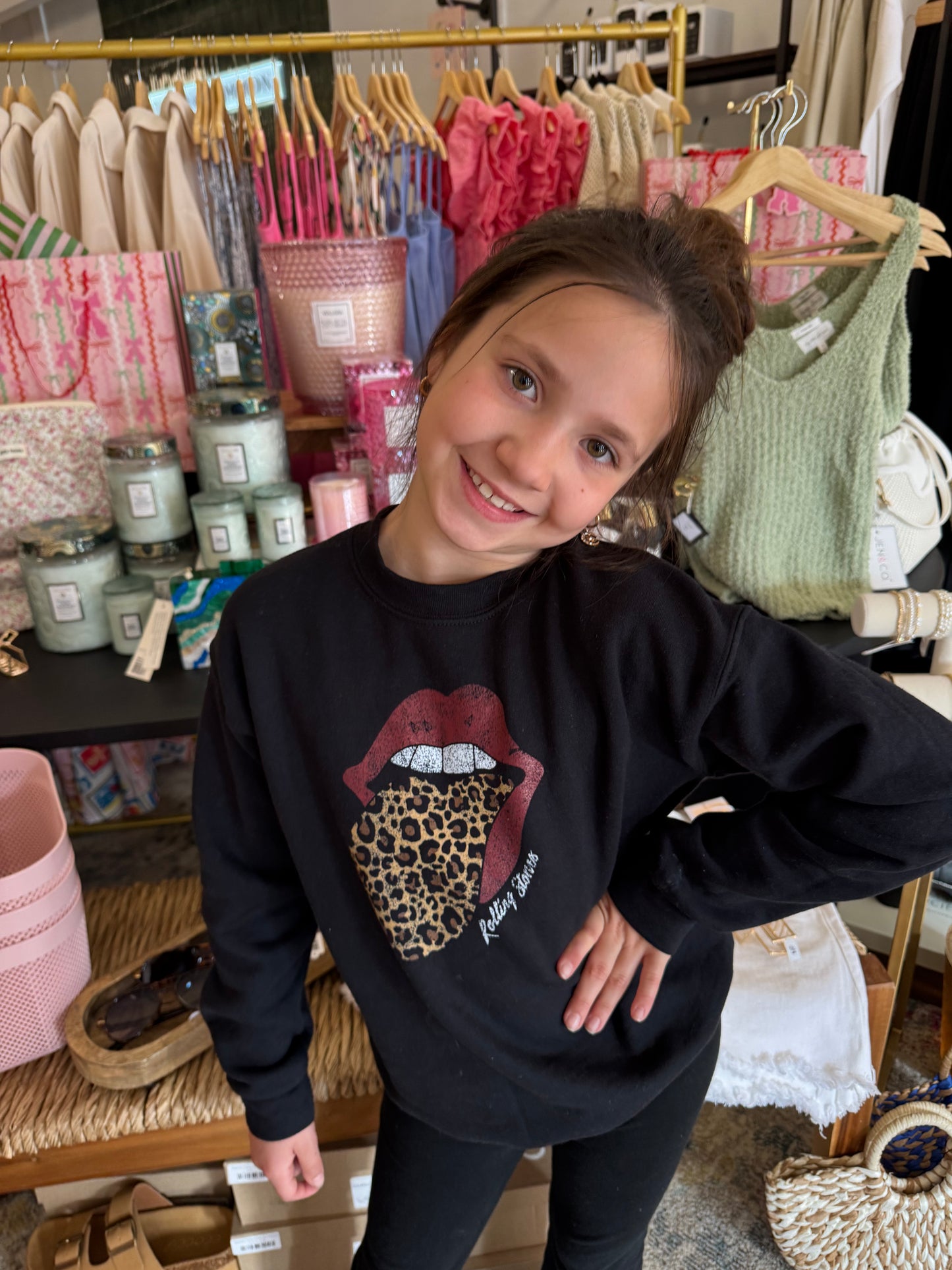 Children's Rolling Stones Leopard Lick Black Sweatshirt