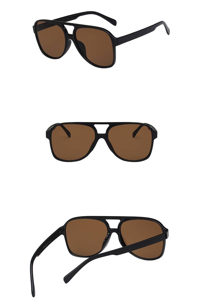 Double Bridge Aviator Sunglasses: BLACK/BROWN