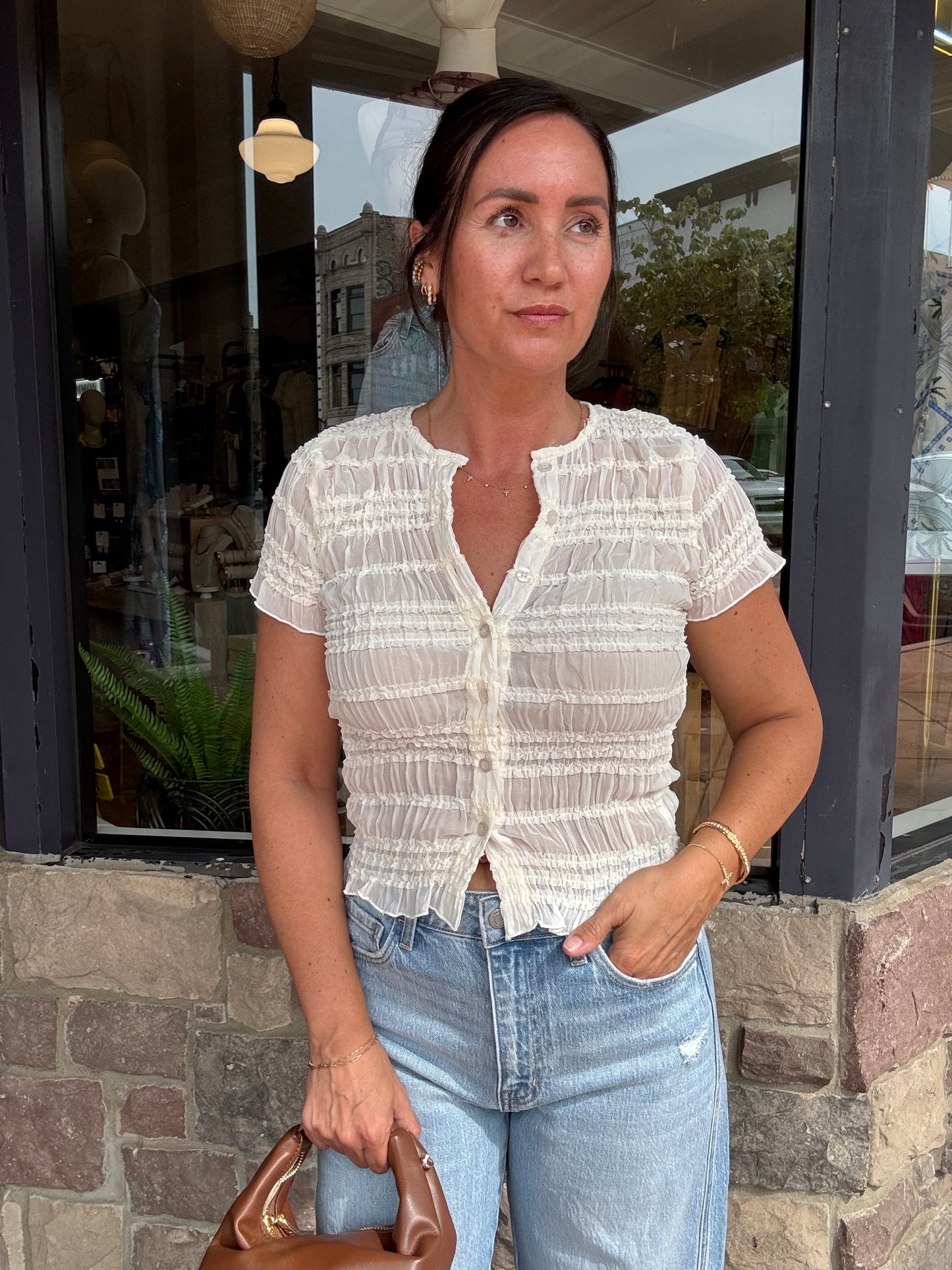 Mia Sheer Button Down