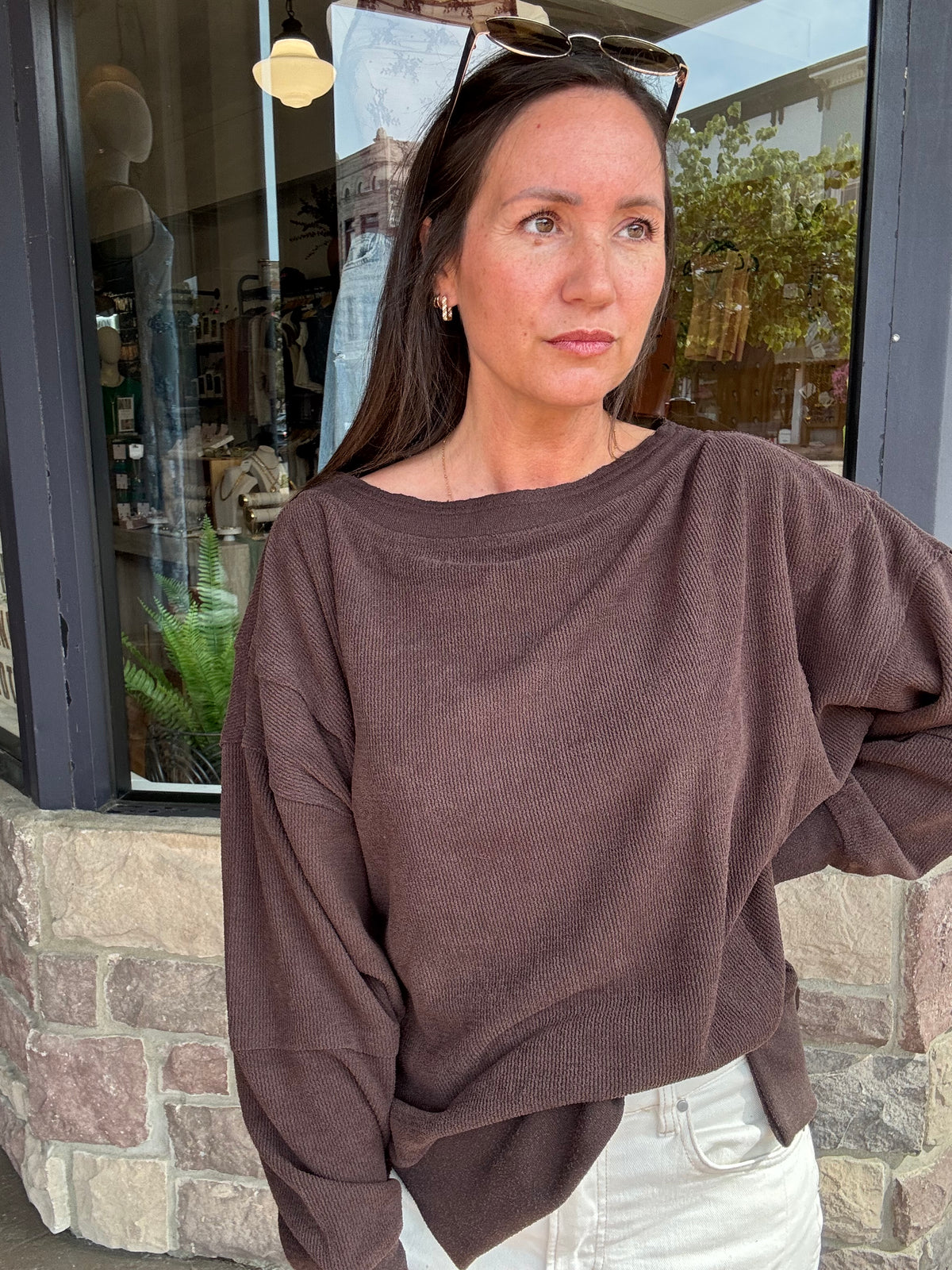 Espresso Boat Neck Top