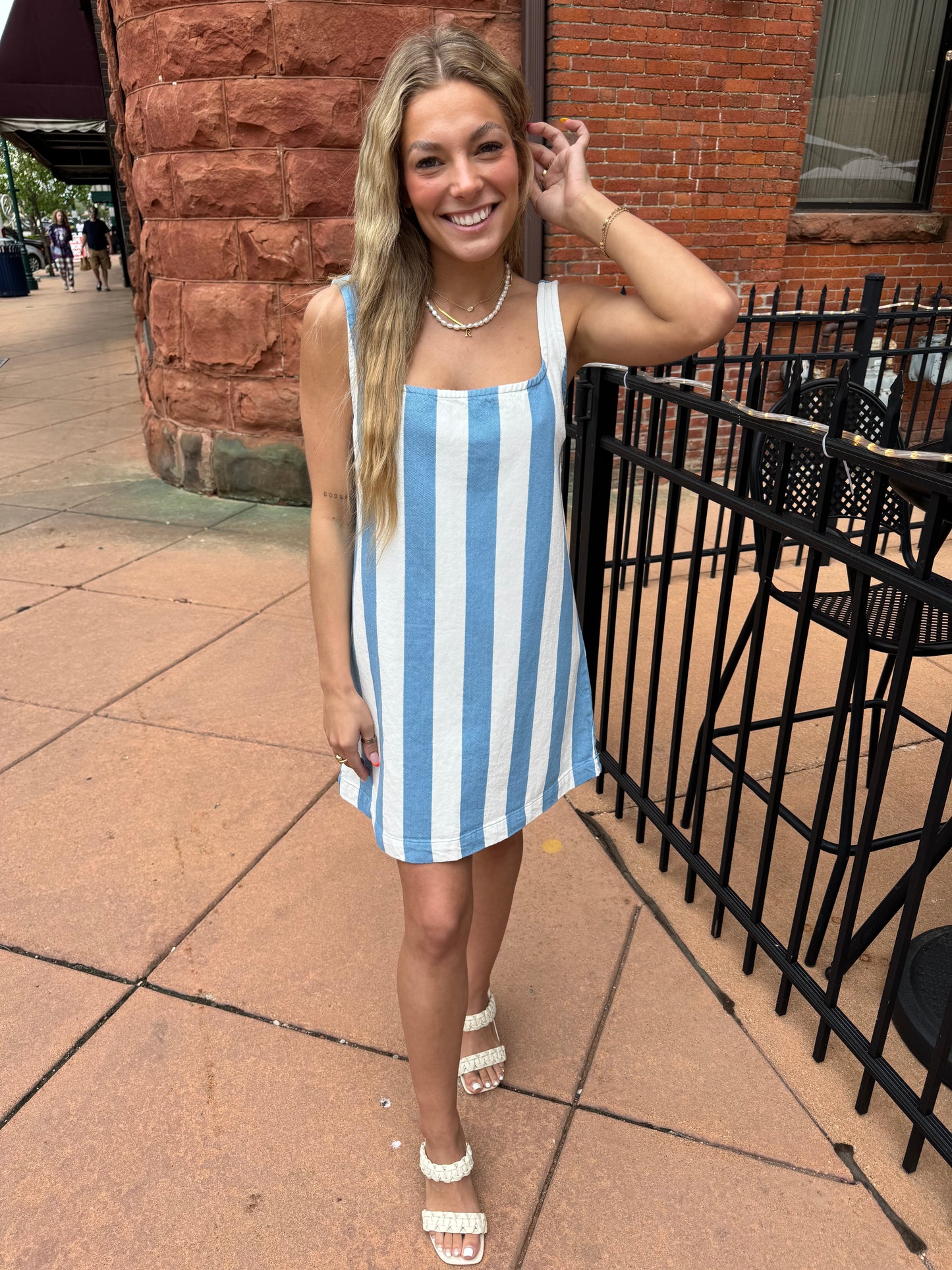 Corrine Dress - Blue/White