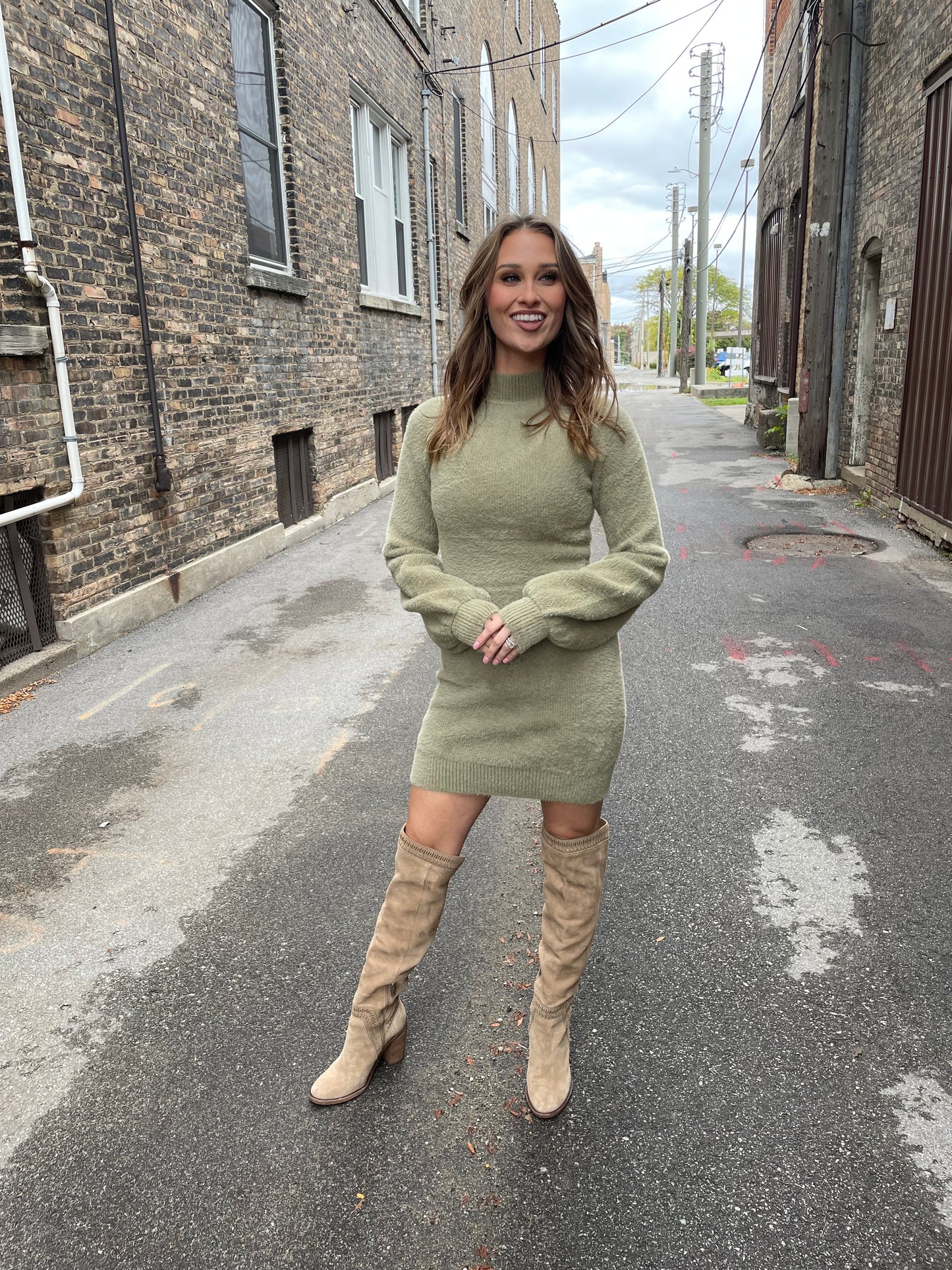 Sweater Mock Neck Dress