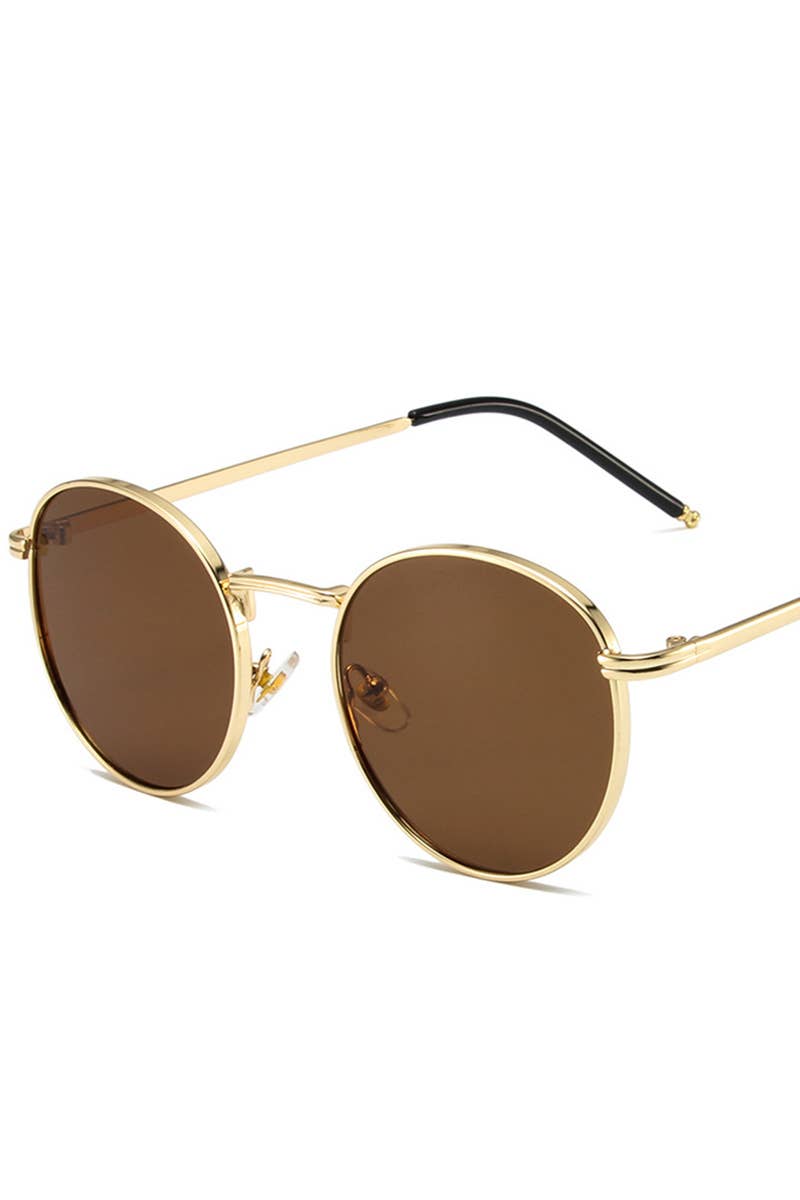 ROUND SUNGLASSES: GOLD/BROWN