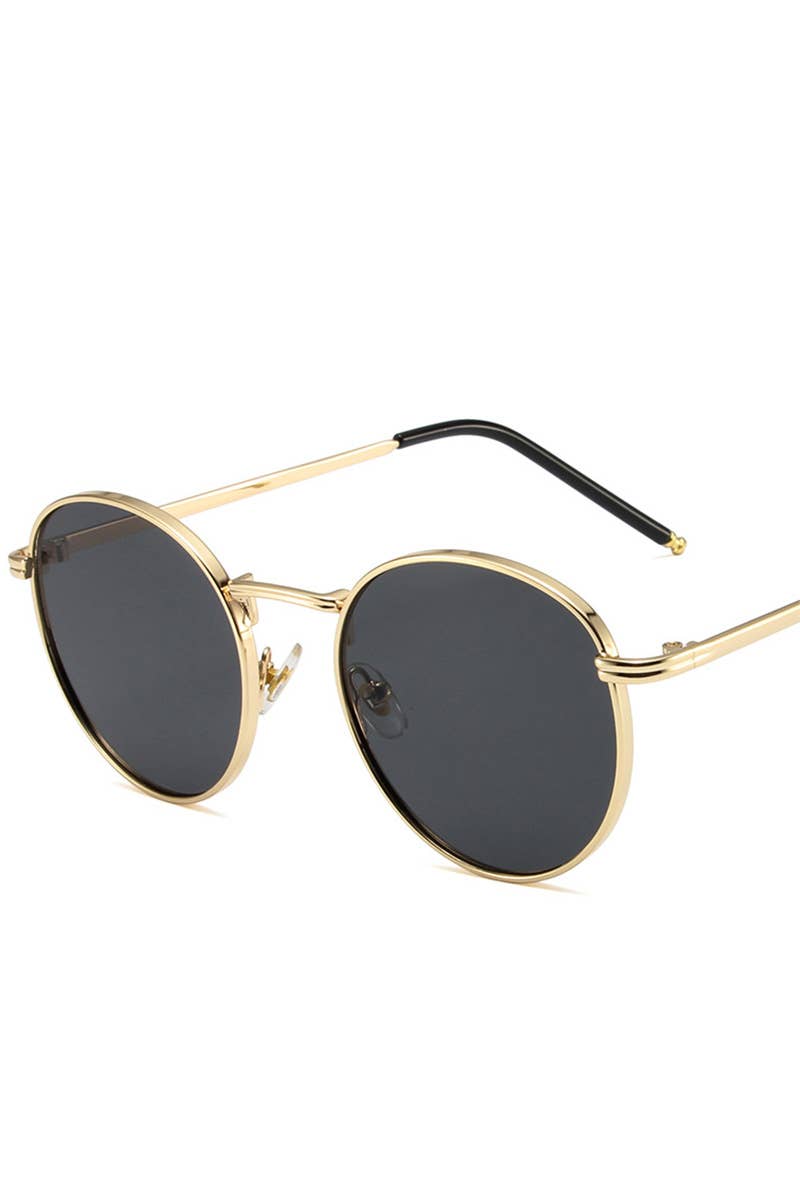 ROUND SUNGLASSES: GOLD/GREY