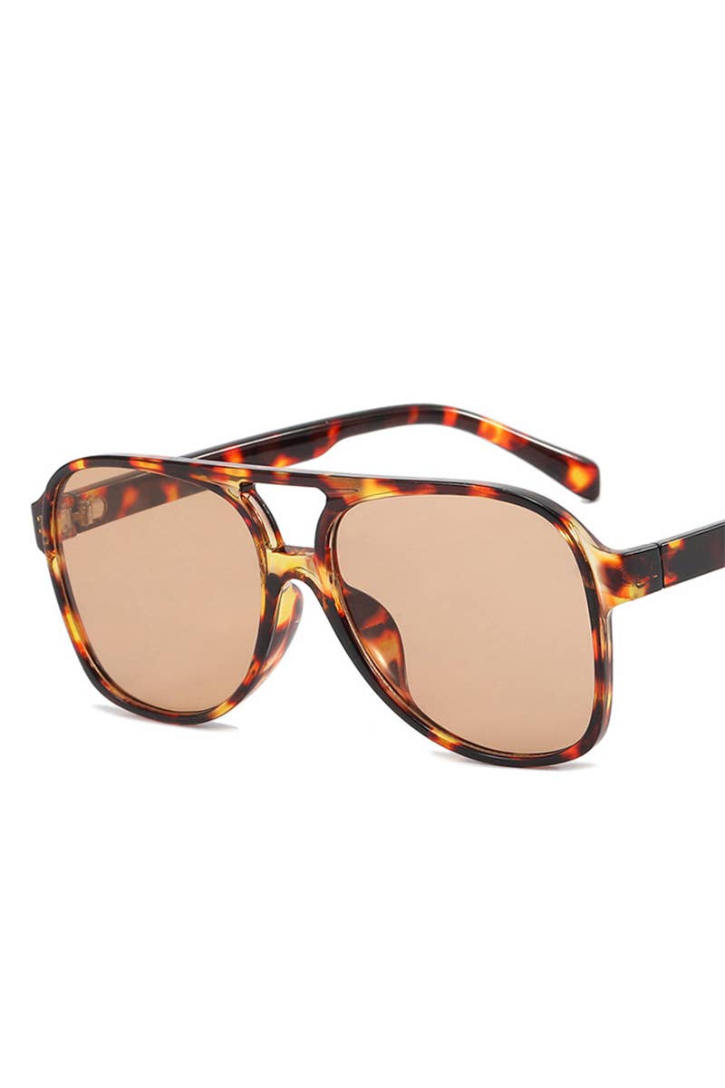 Double Bridge Aviator Sunglasses: LEOPARD