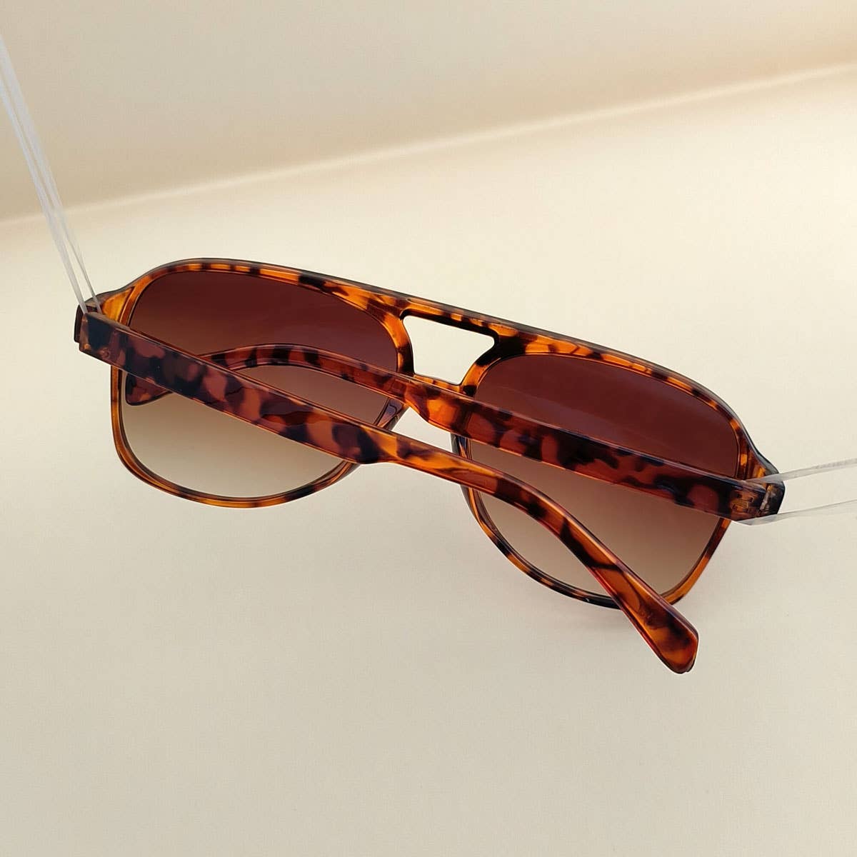 Double Bridge Aviator Sunglasses: LEOPARD/BROWN
