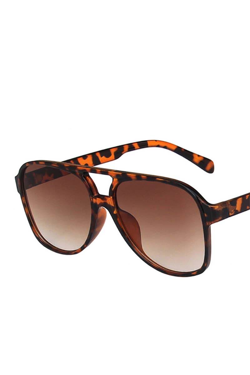 Double Bridge Aviator Sunglasses: LEOPARD/BROWN