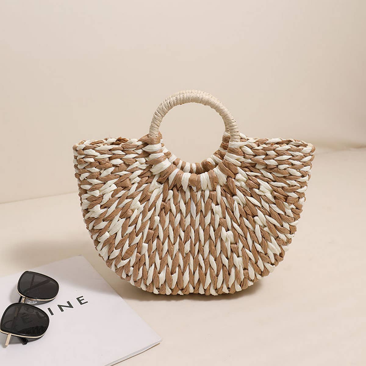 Rachel Handbag - White/ Tan