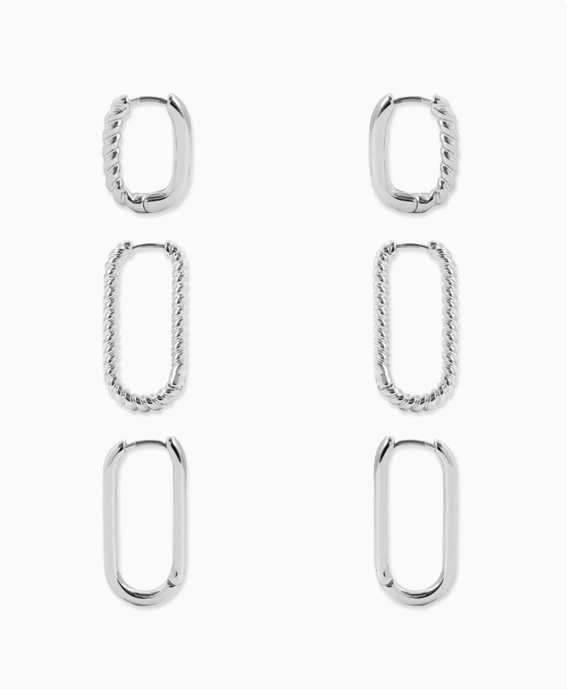 Chloe Oval Earring Set - Silver