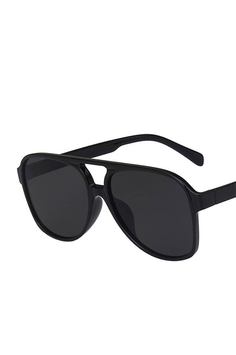 Double Bridge Aviator Sunglasses: BLACK