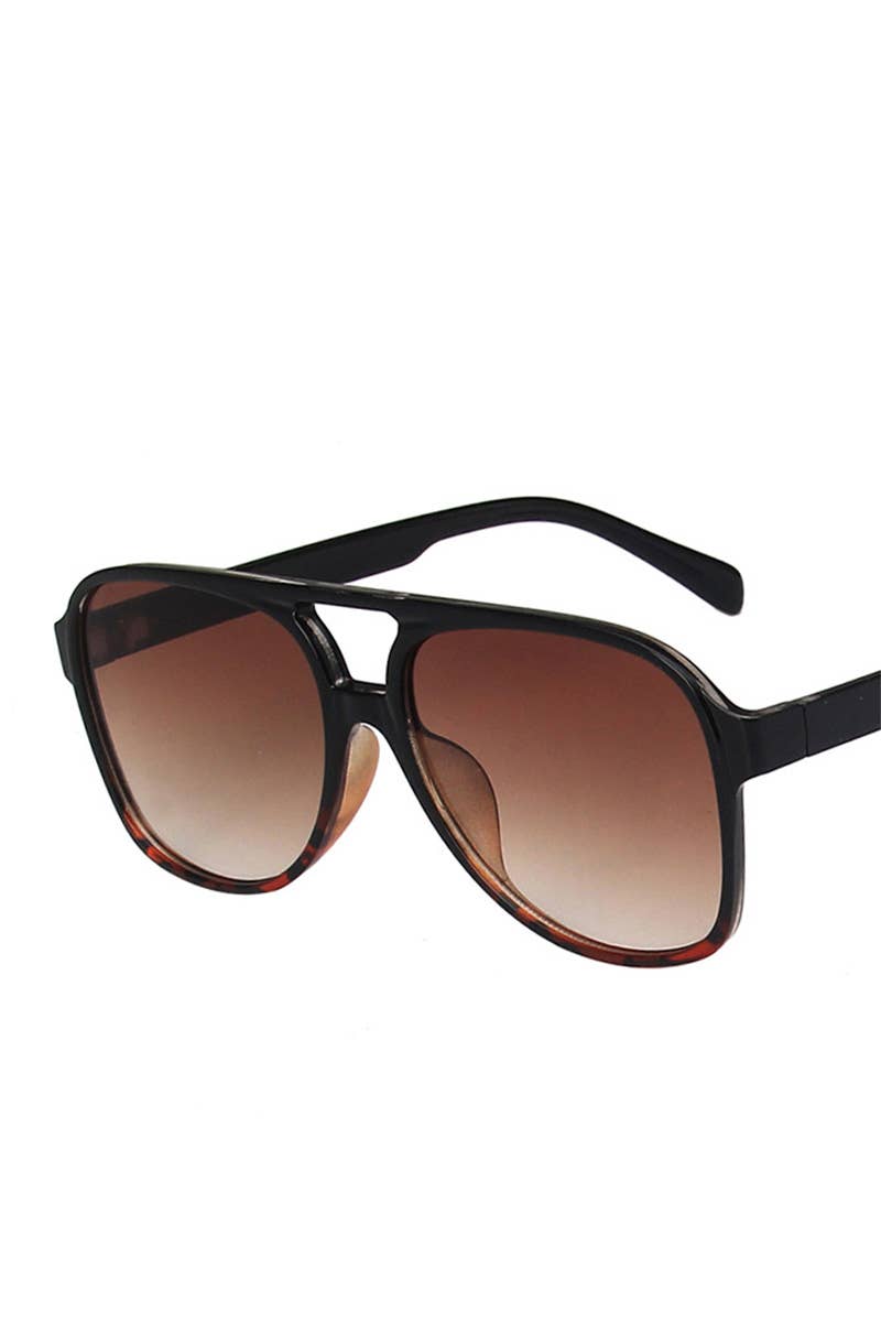 Double Bridge Aviator Sunglasses: BLACK/LEOPARD