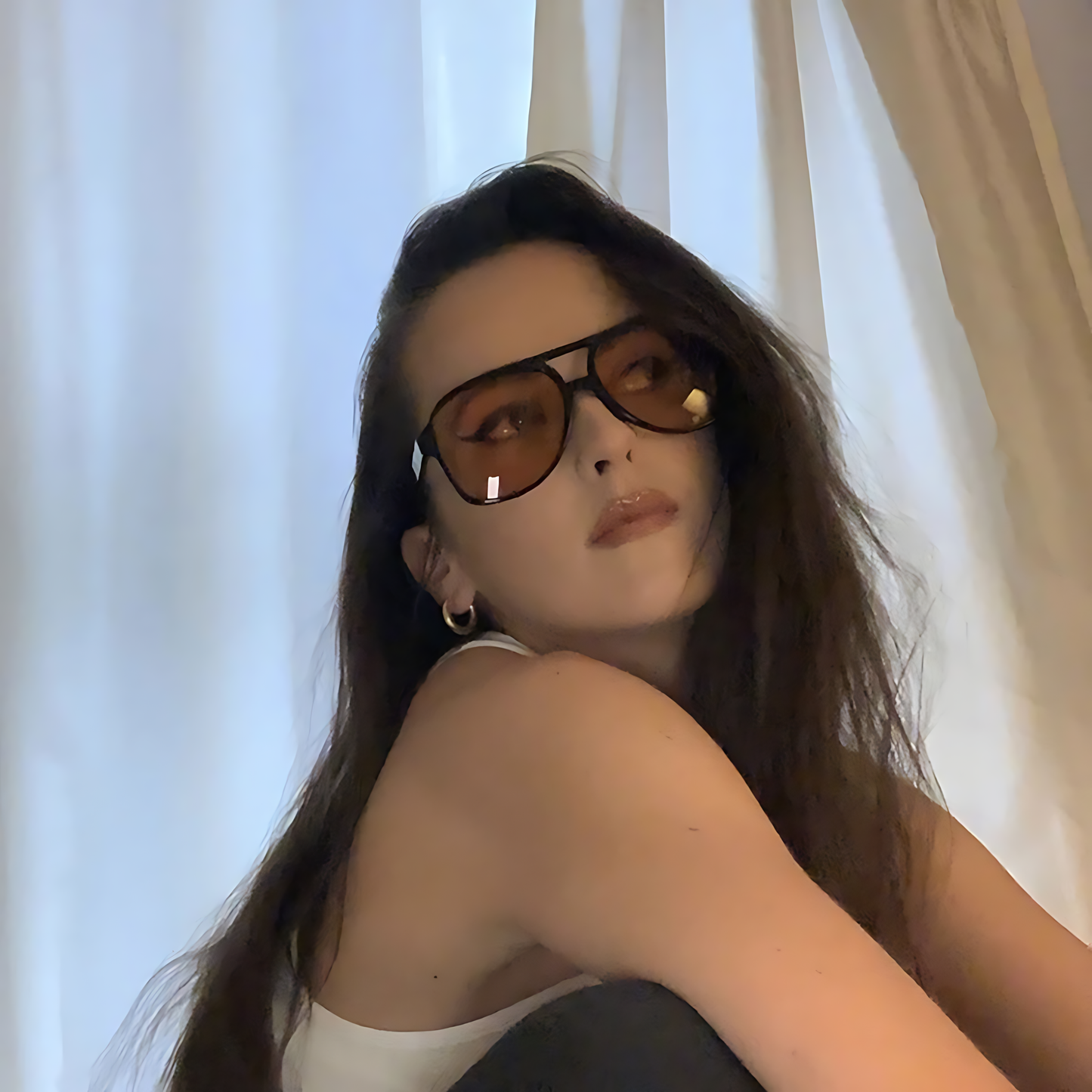 Double Bridge Aviator Sunglasses: BLACK/BROWN