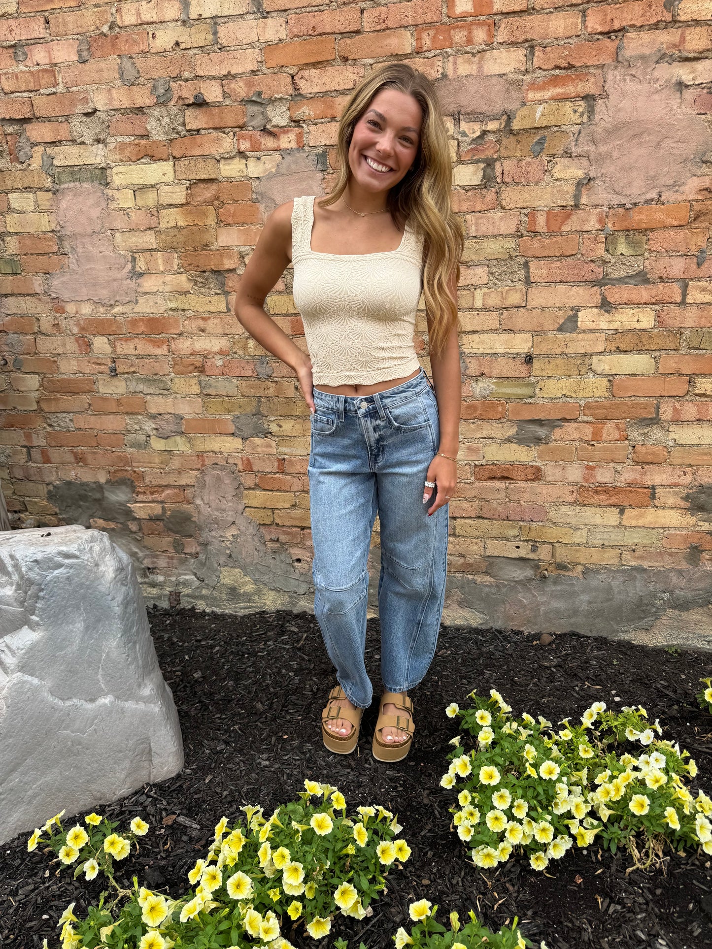 Felicity Floral Tank - Sand