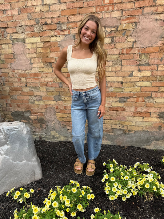 Felicity Floral Tank - Sand