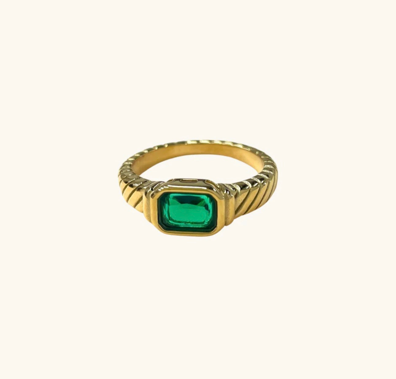 Braided Emerald Ring