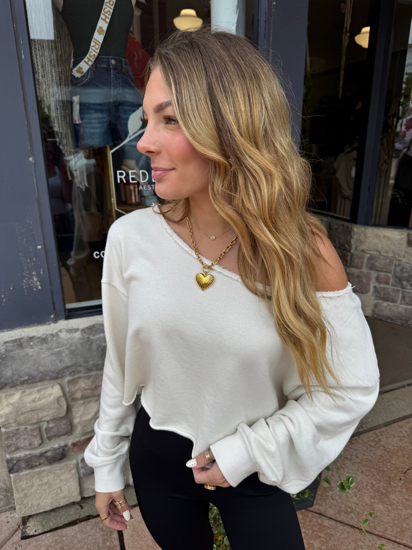 Raw Edge Crop Pullover