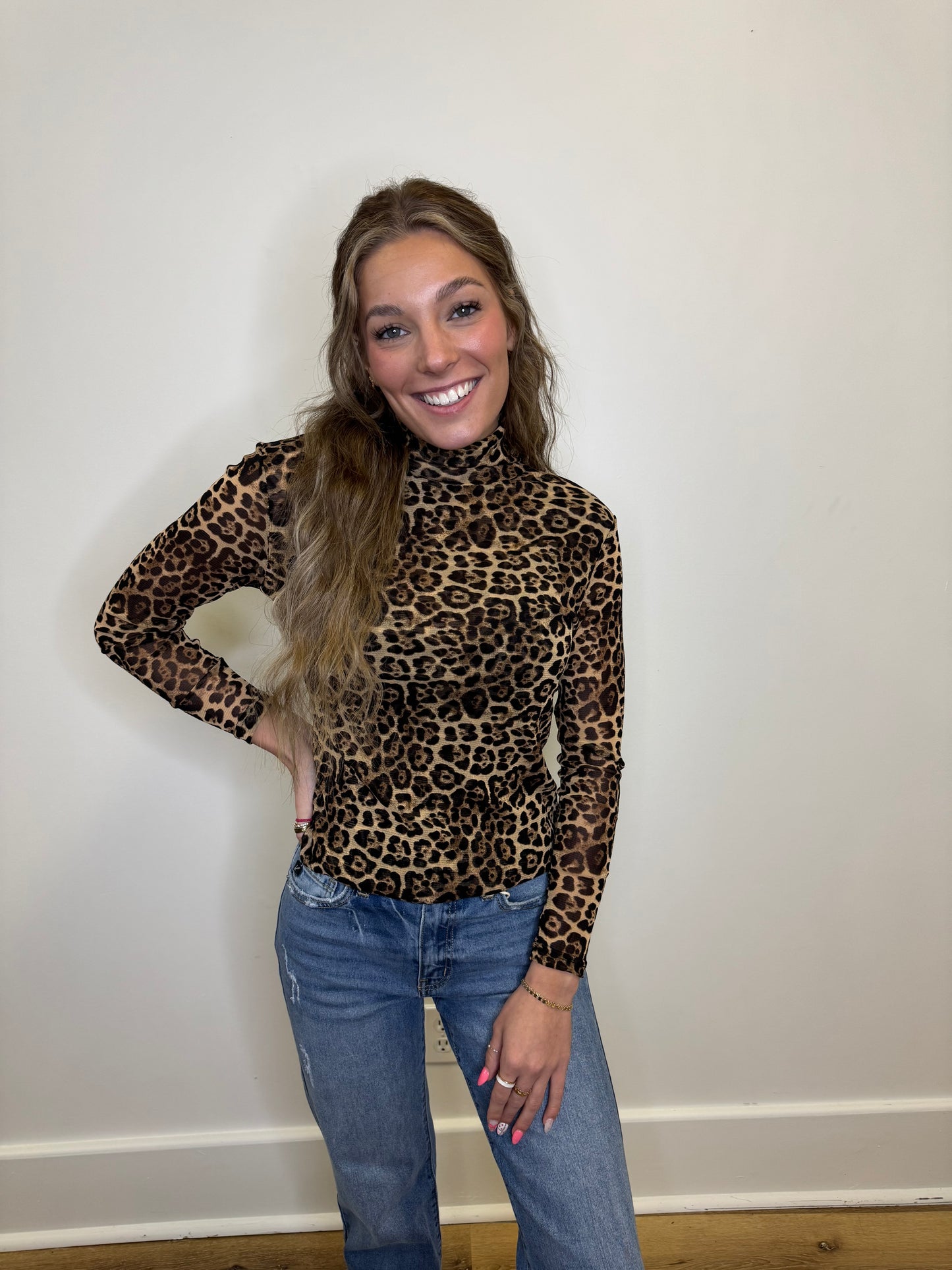 Giuliana Leopard Mock Neck Top