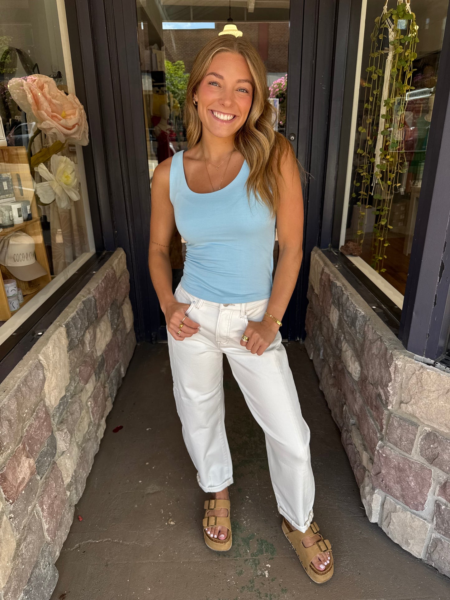 Izzy Scoop Neck Tank | Sky Blue