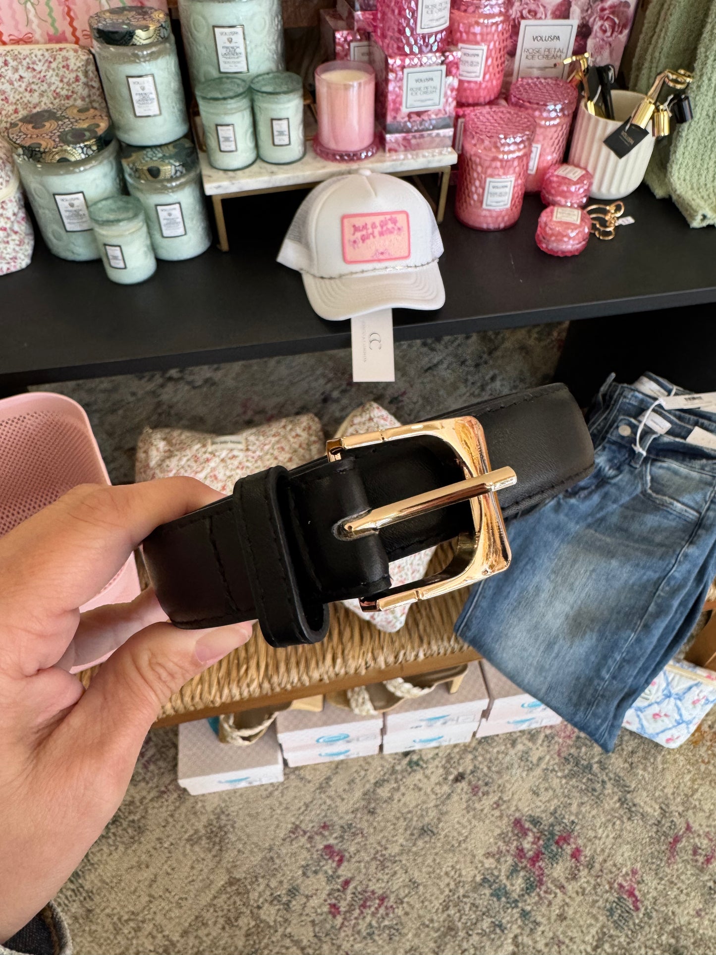 Square Buckle Belt - Black
