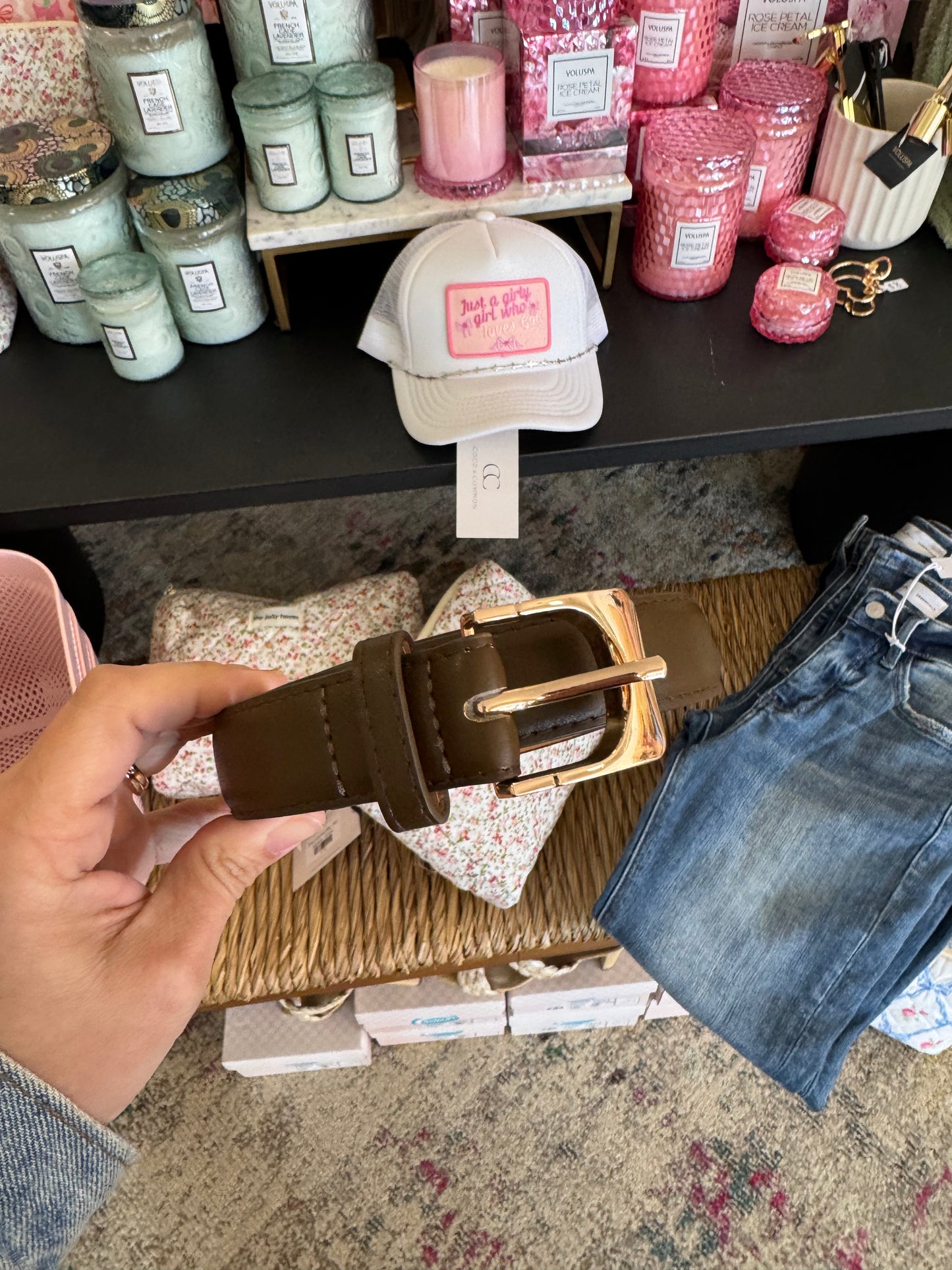 Square Buckle Belt - Brown