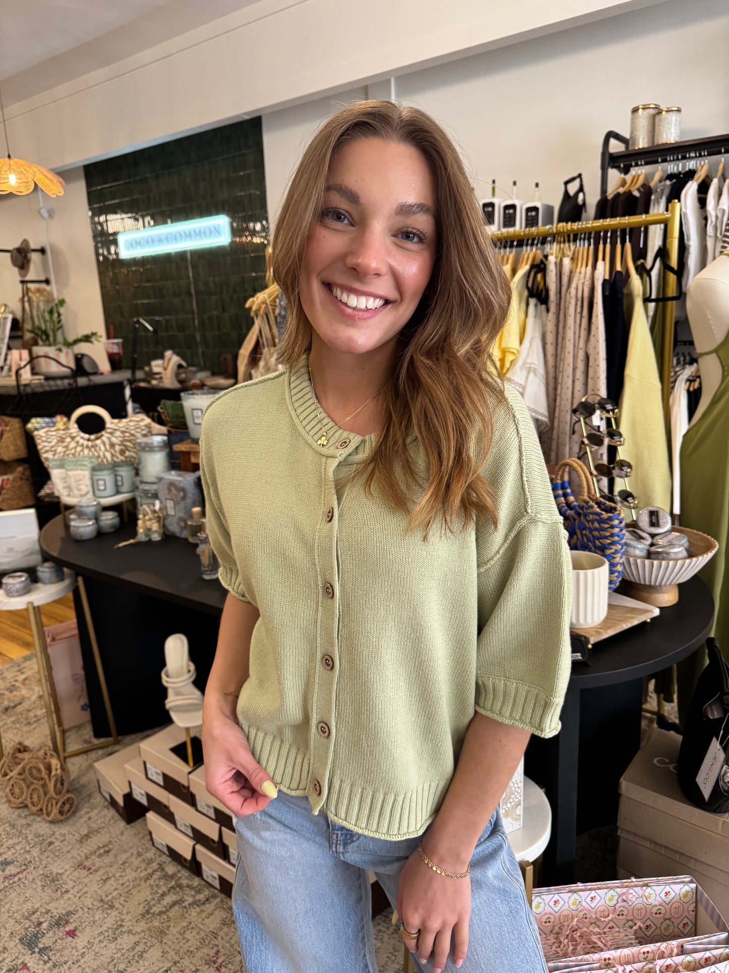 Pistachio Breeze Knit Top
