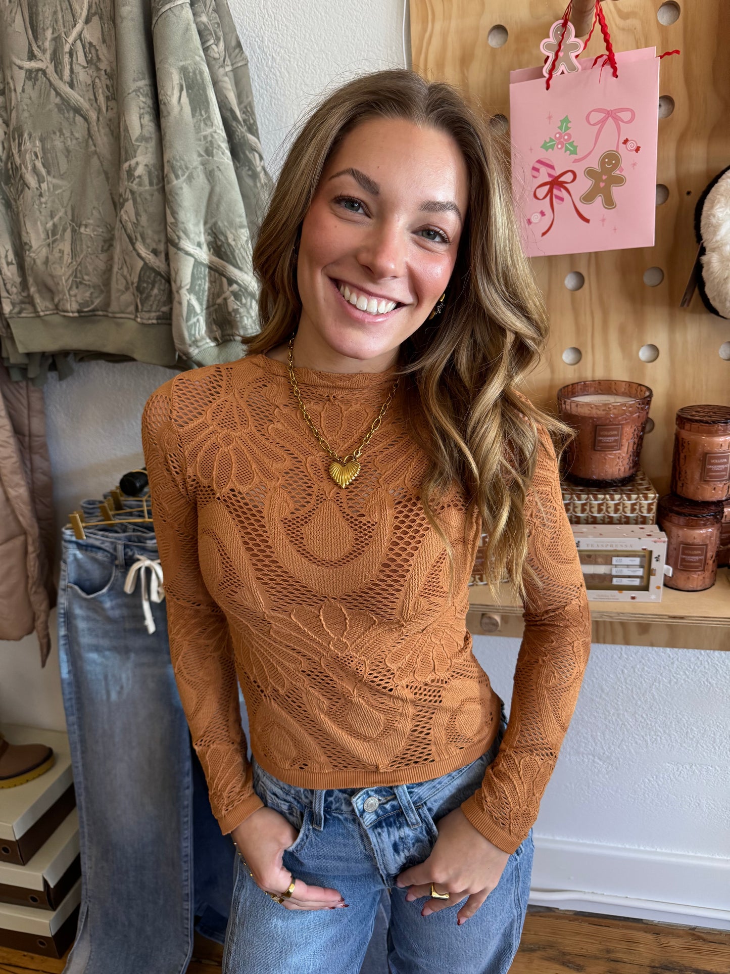 Gingerbread Lace Top