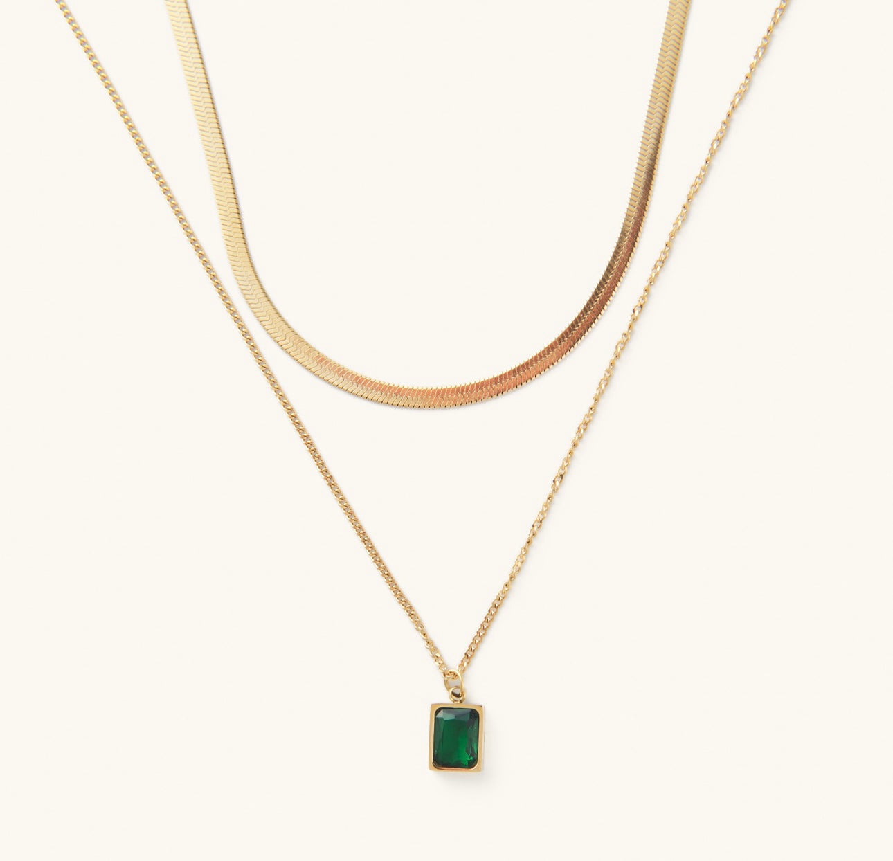 Juliana Double Chain Necklace - Emerald