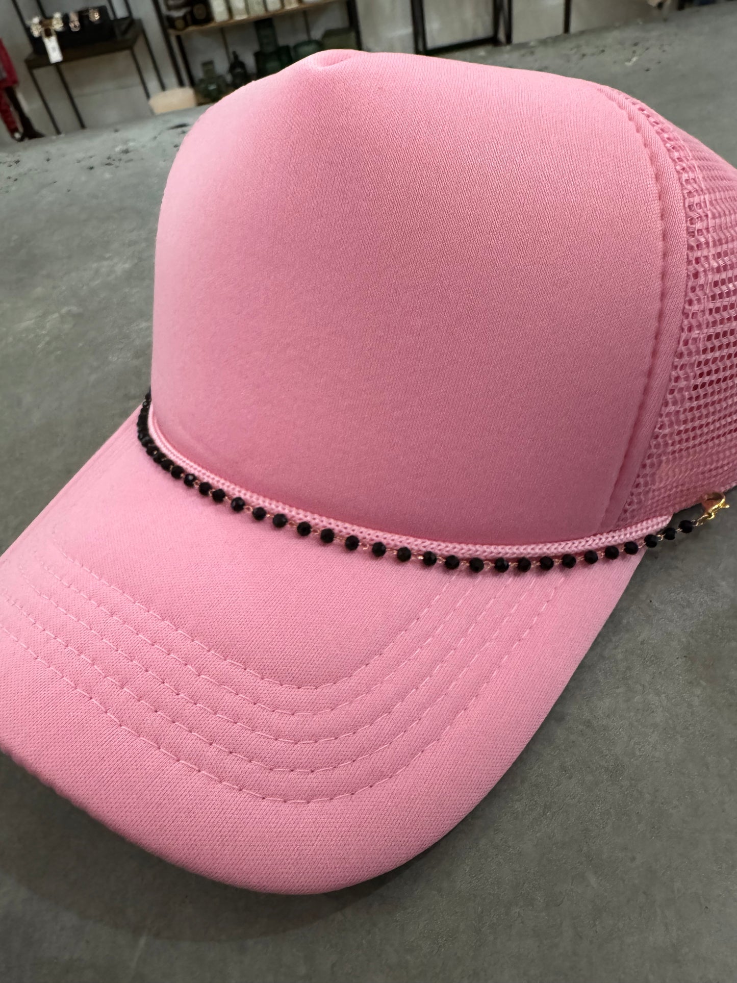 Black Bead Hat Chain