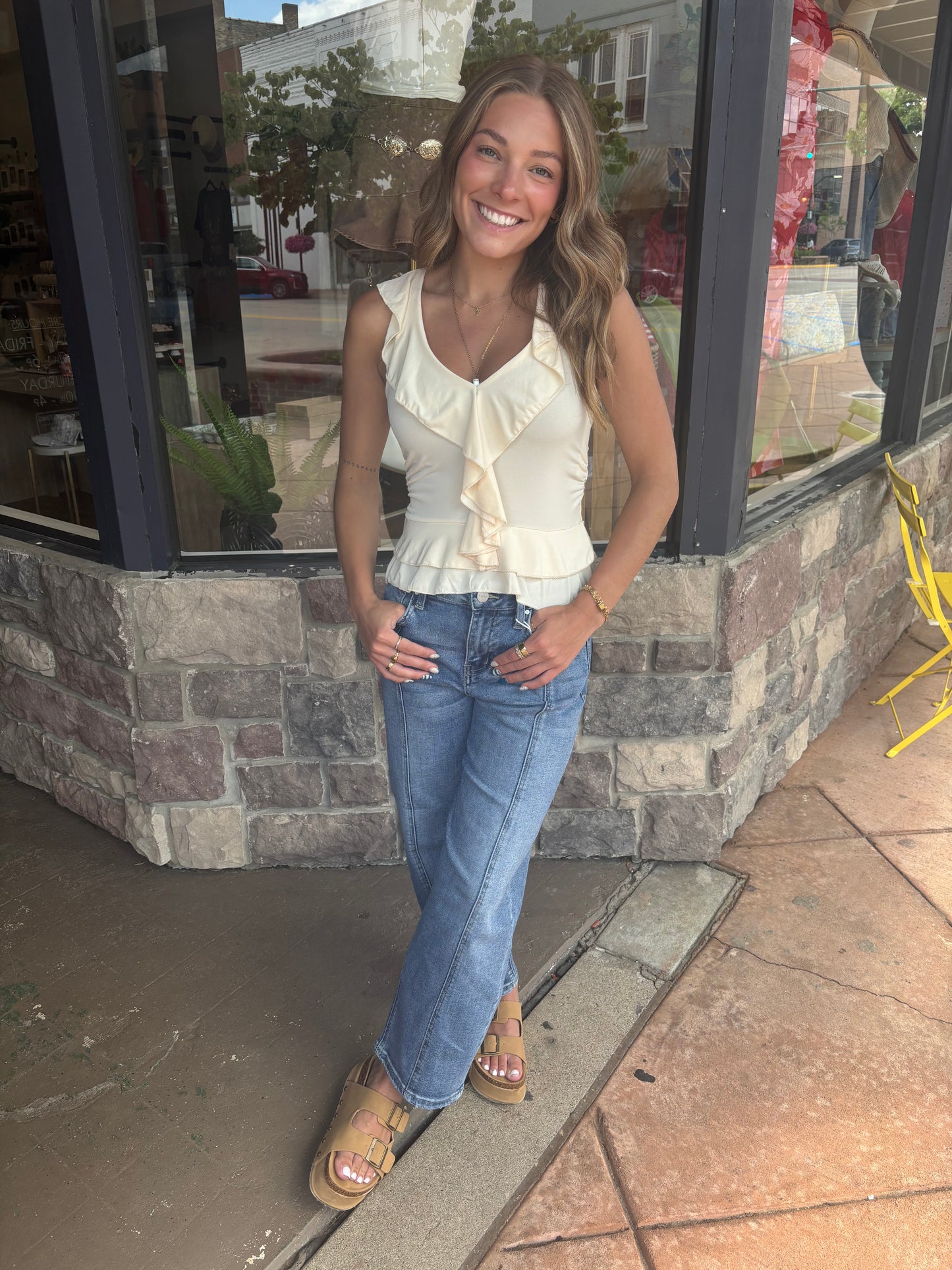 Avery Ruffle Top | Cream