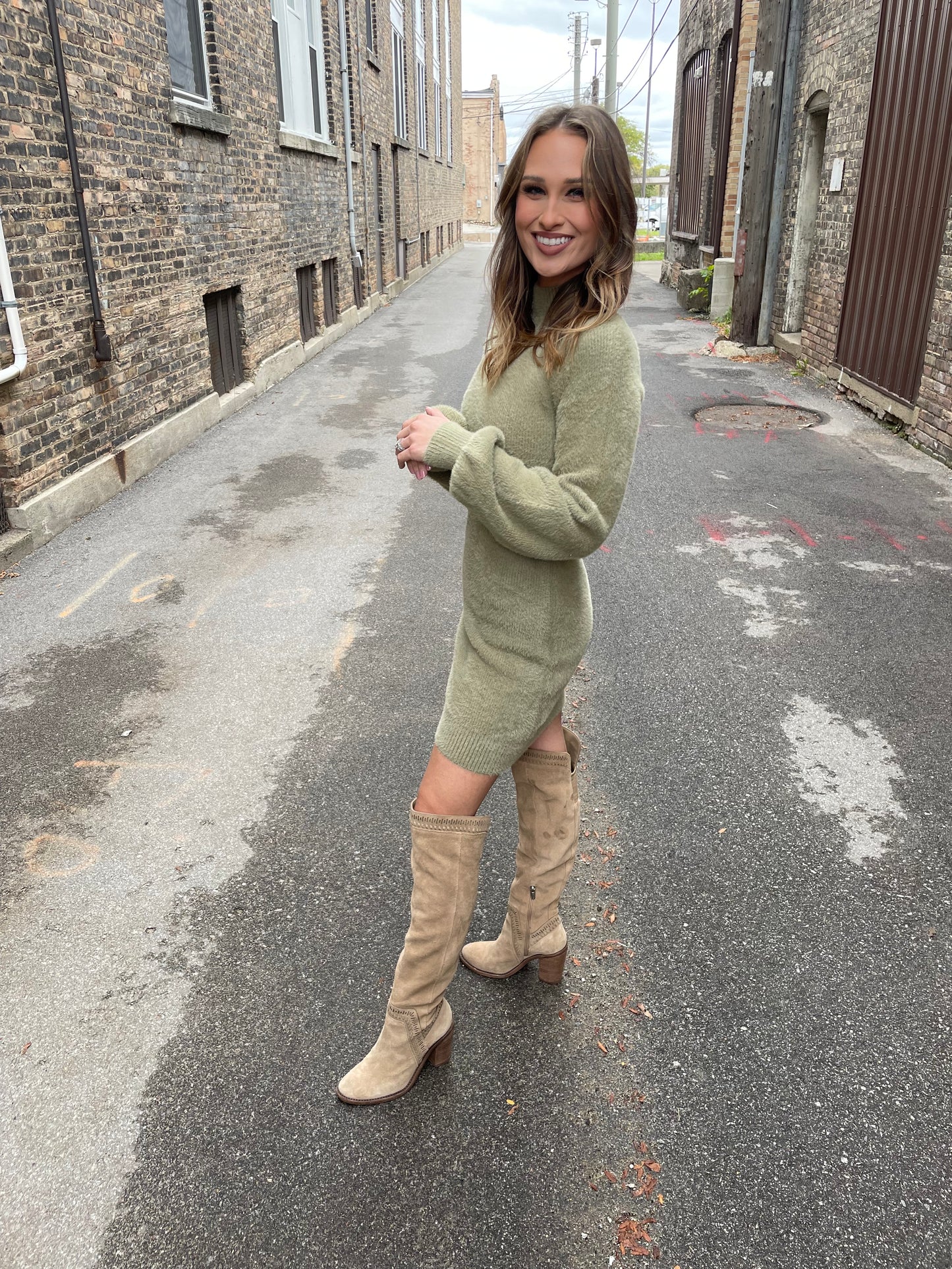 Sweater Mock Neck Dress