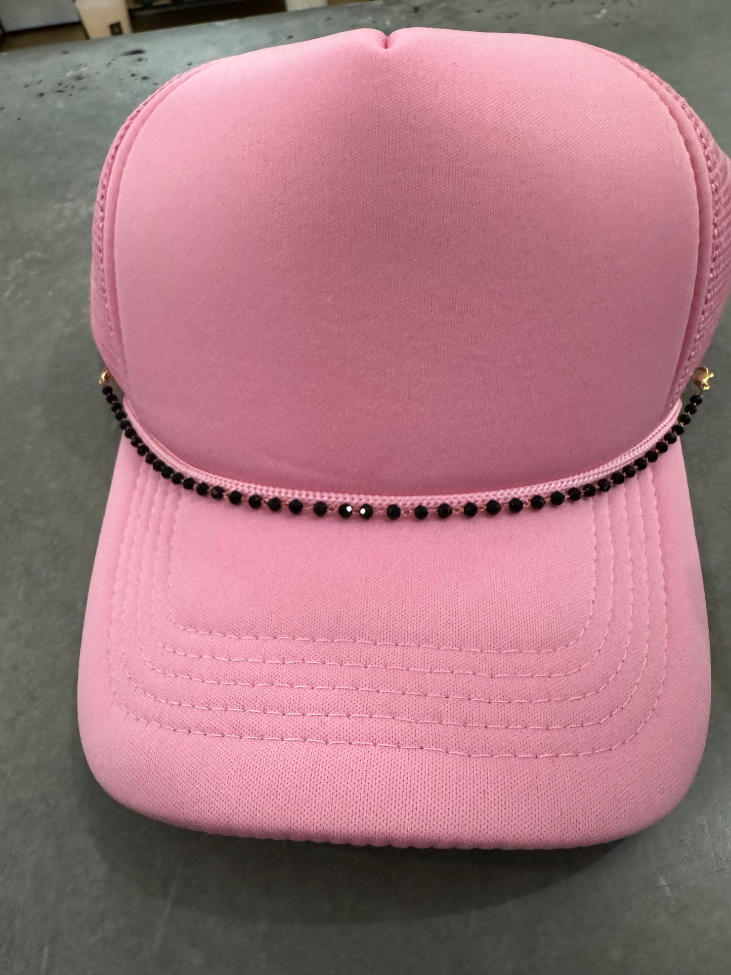 Black Bead Hat Chain