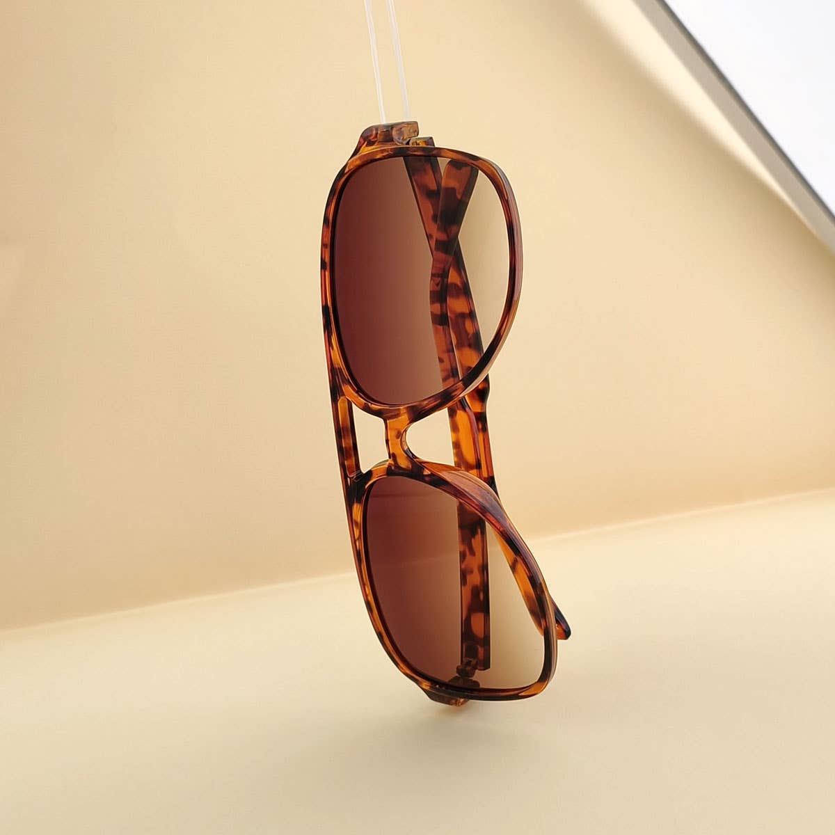 Double Bridge Aviator Sunglasses: LEOPARD/BROWN