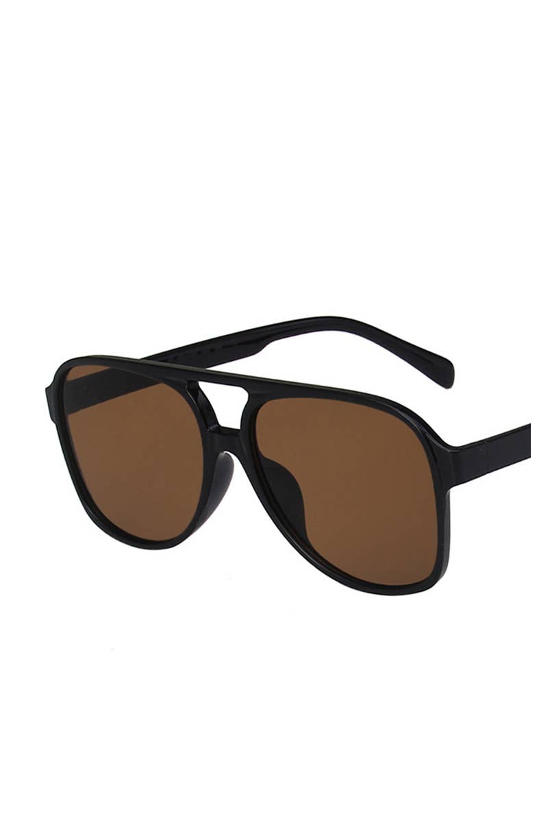 Double Bridge Aviator Sunglasses: BLACK/BROWN