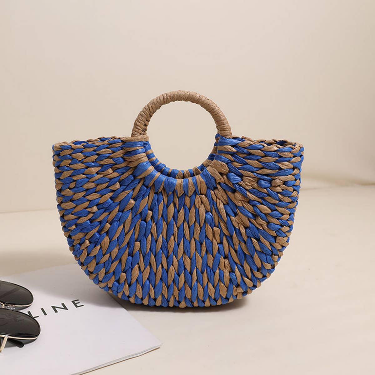 Rachel Handbag - Blue/ Tan
