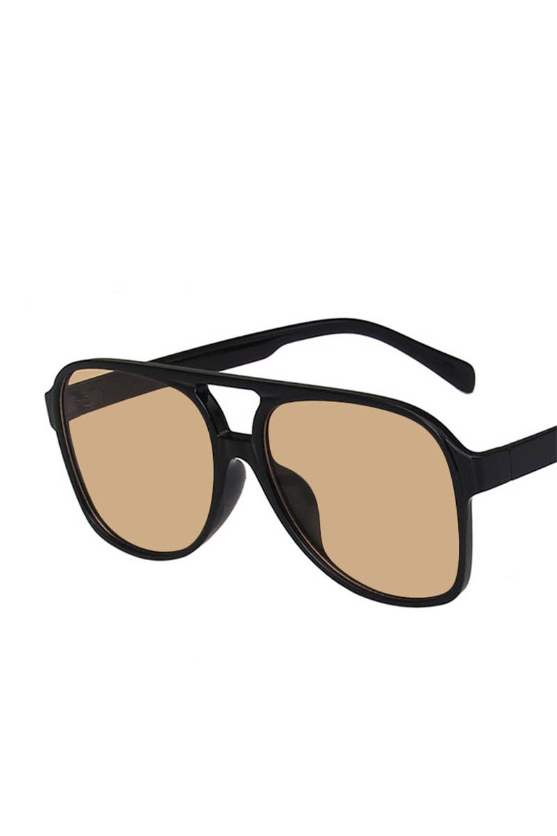 Double Bridge Aviator Sunglasses: LIGHT BLACK
