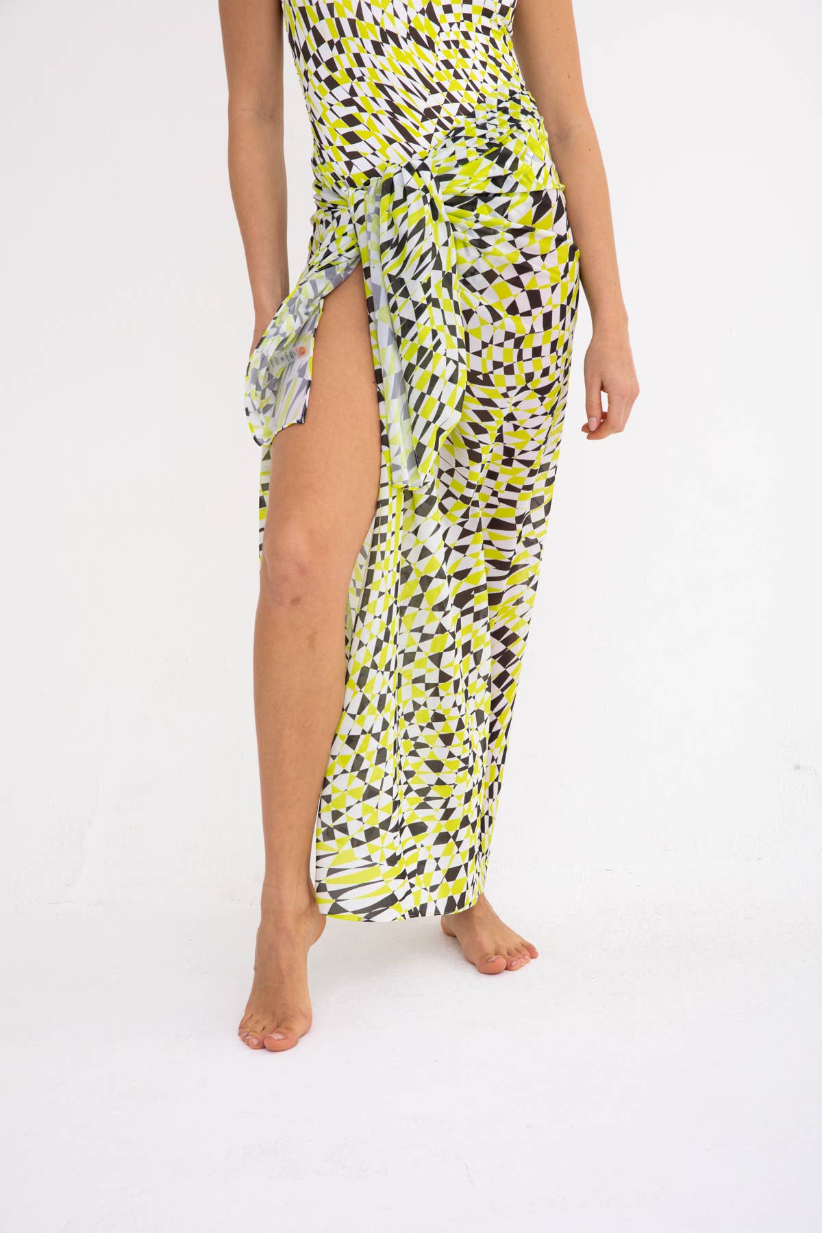 Retro Checkered Sheer Swim Wrap