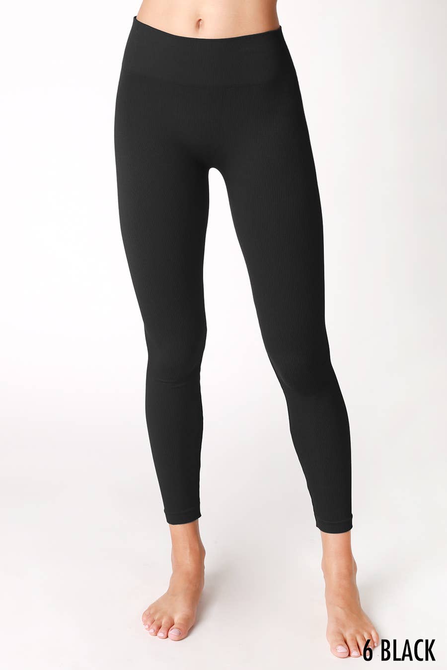 Ribbed High Waist Leggings-Black
