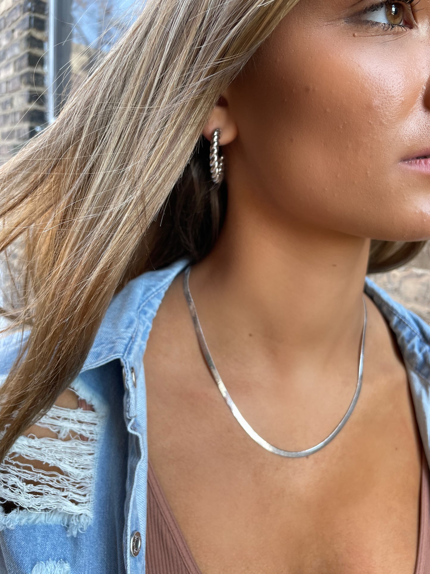 Silver Herringbone Necklace
