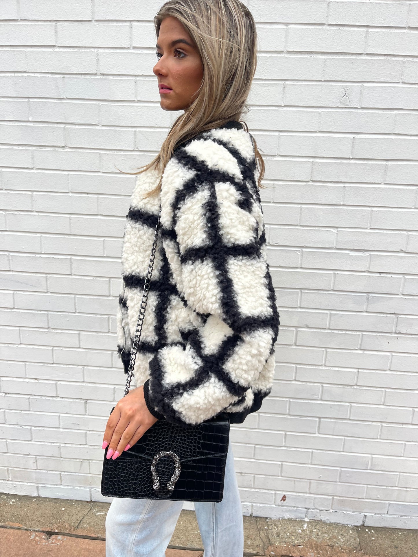 Faux Snakeskin Purse-Black