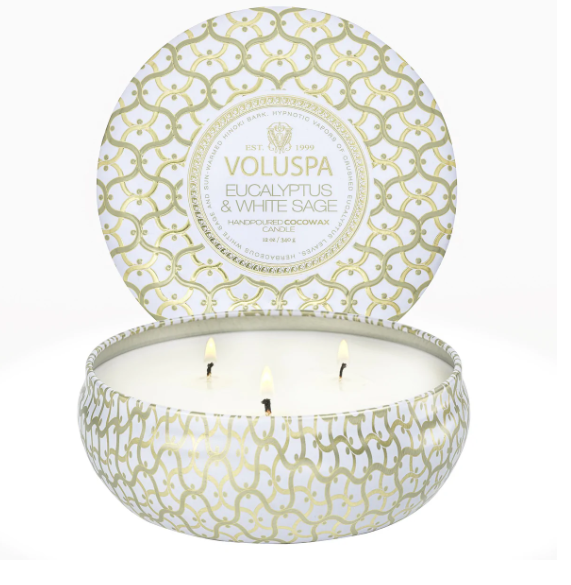 Eucalyptus + White Sage 3 Wick Tin