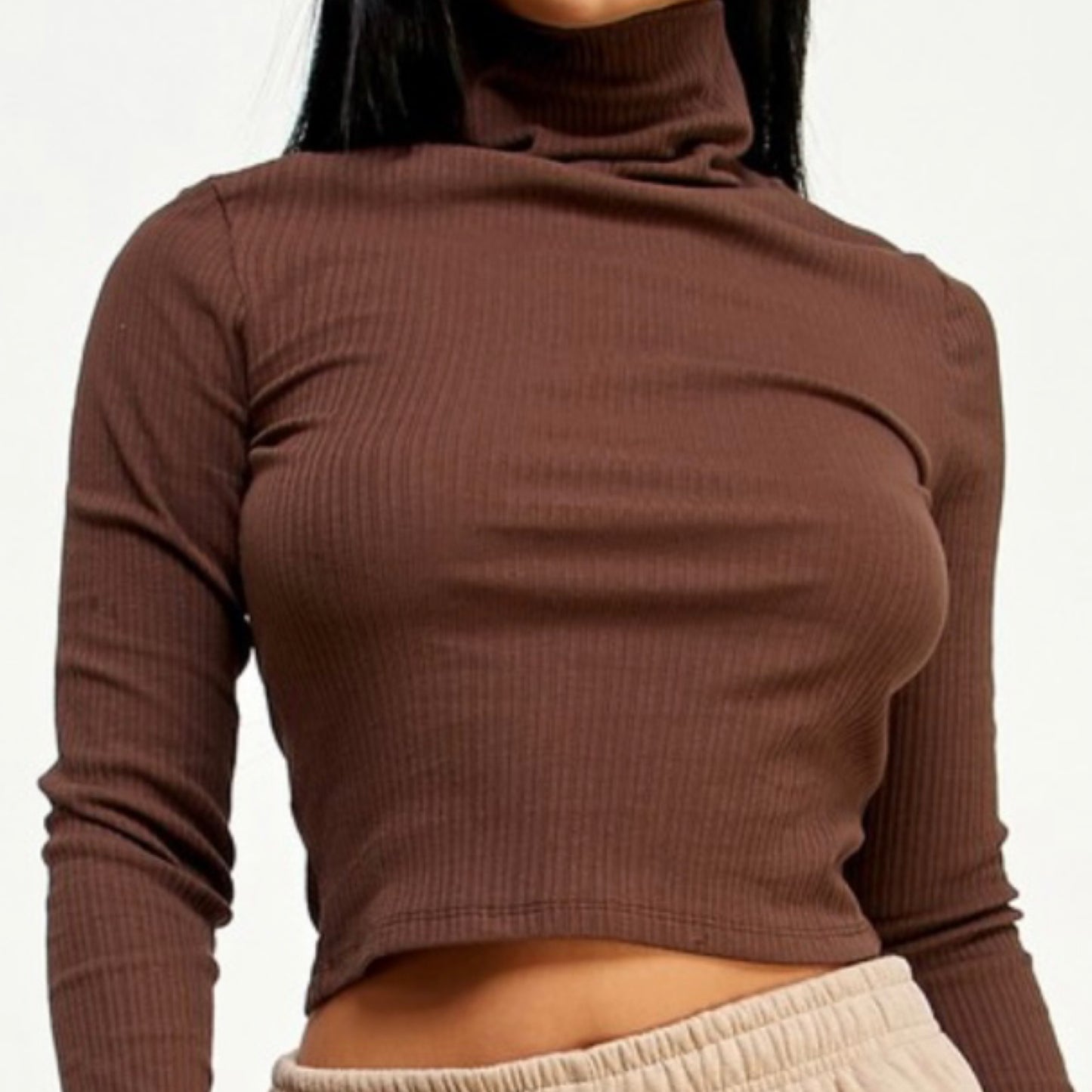 Ribbed Turtleneck Crop Top