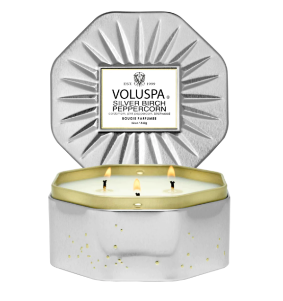 Silver Birch Peppercorn Octagon Tin
