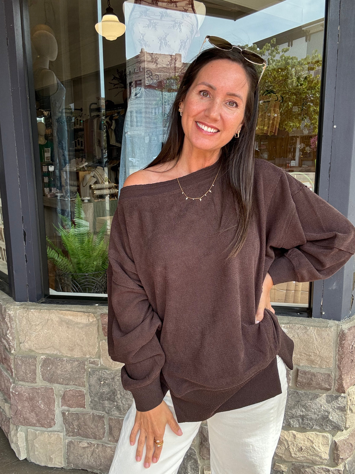 Espresso Boat Neck Top