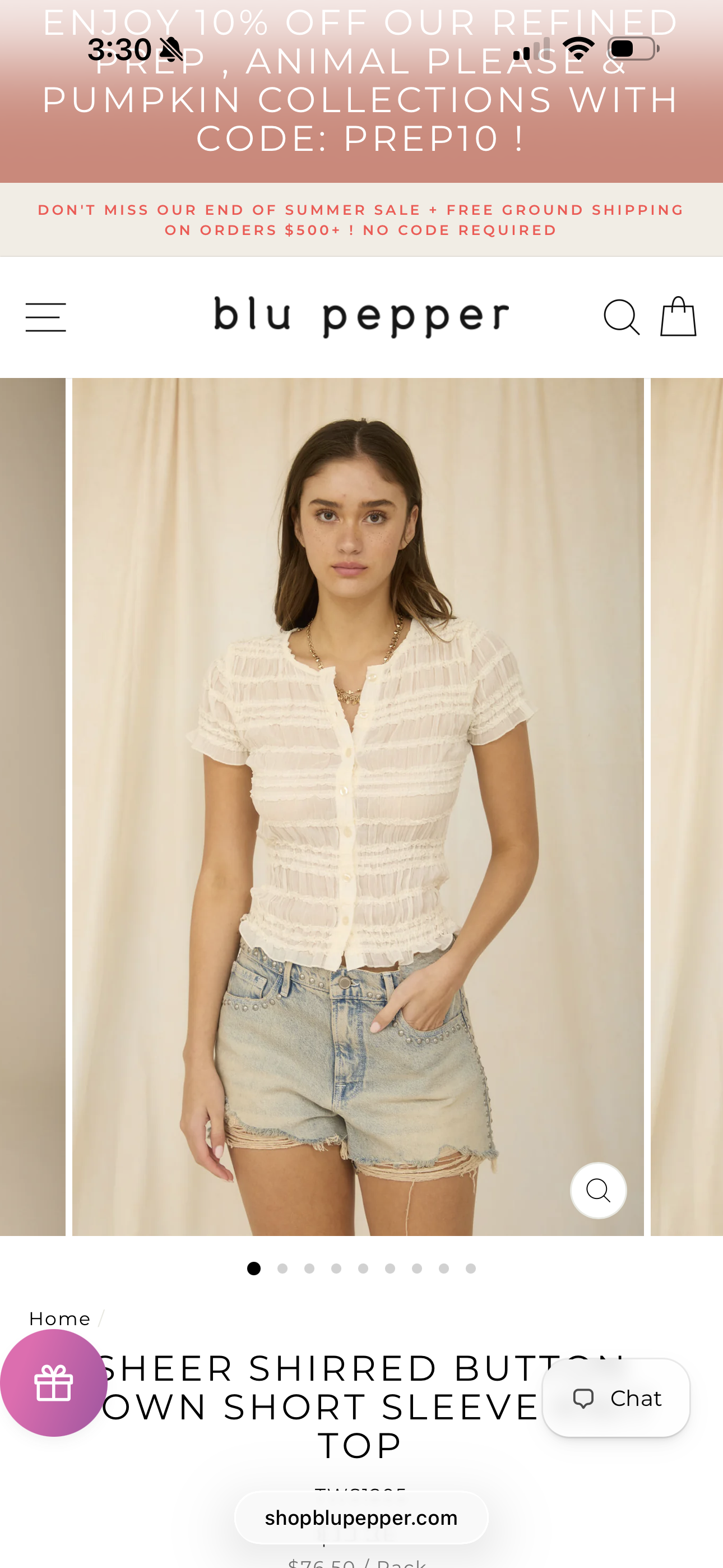 Mia Sheer Button Down