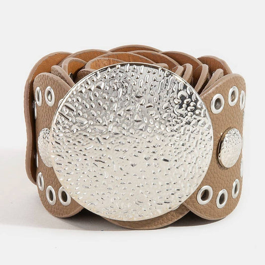 Oval Disc Belt | Silver & Brown