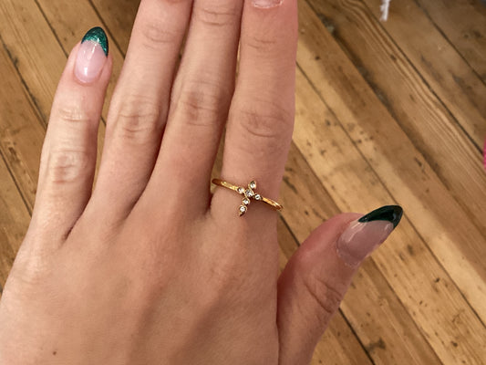 Rhinestone Cross Ring