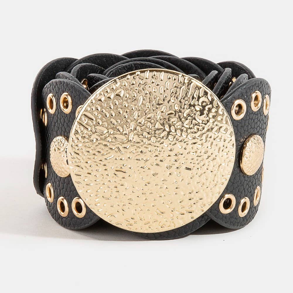 Oval Disc Belt | Gold & Black