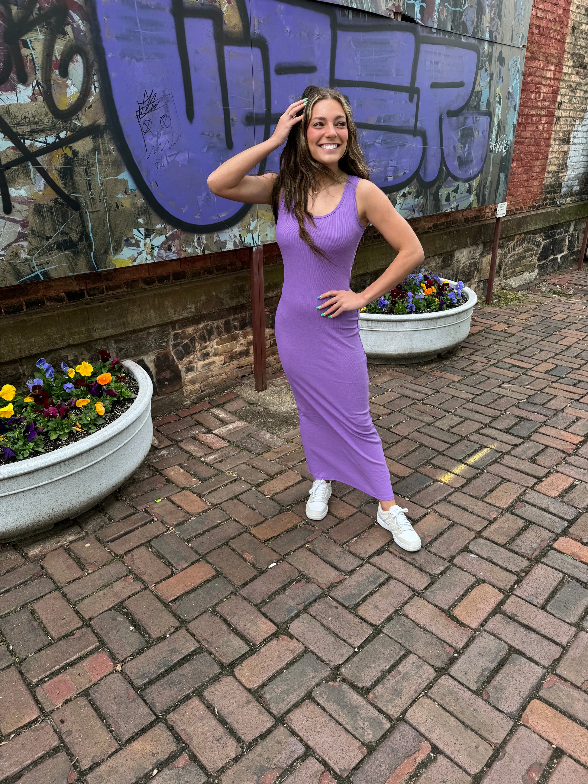 Kinley Ribbed Maxi Dress - Purple Coco & Common Kinley Ribbed Maxi Dress - Purple Coco & Common