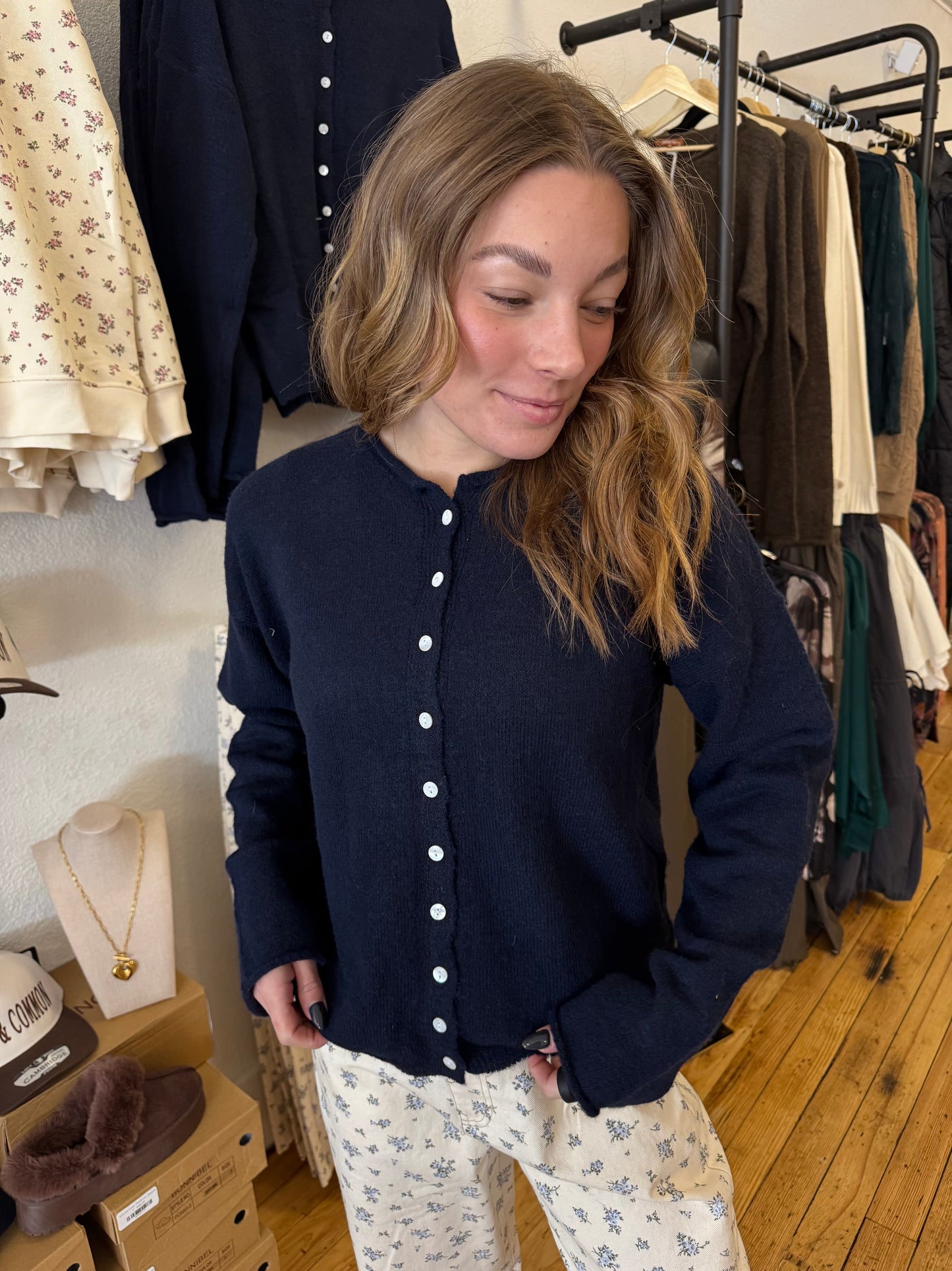 Essential Button Down Cardigan | Ocean