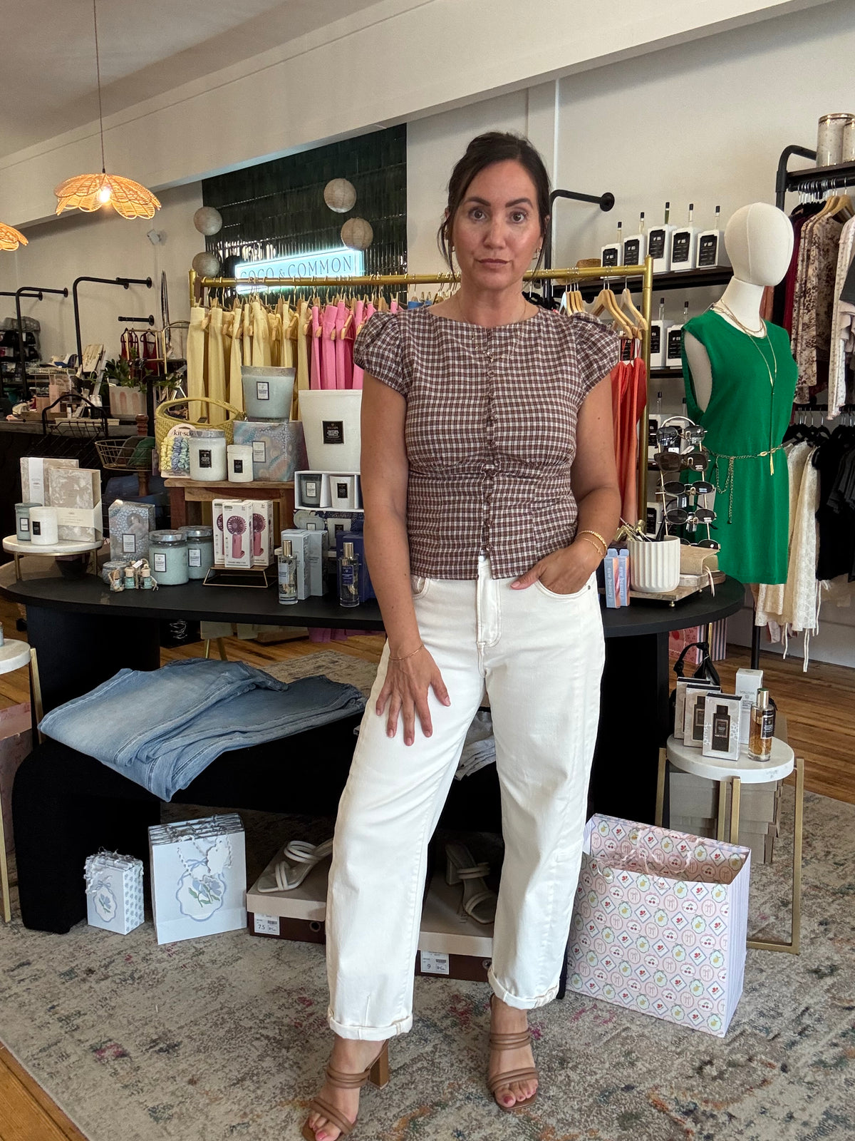 Alexis Plaid Puff Sleeve Top